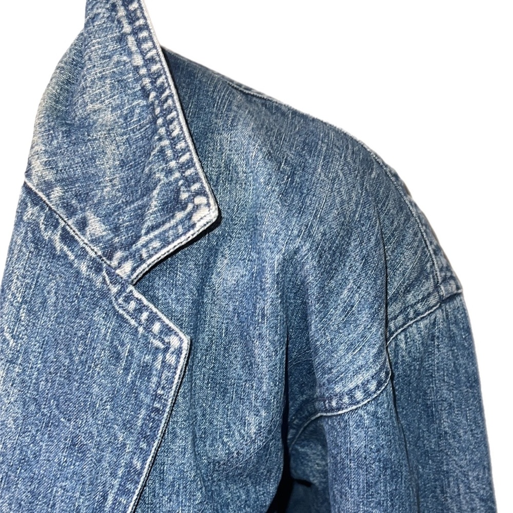 Vintage Nordstrom Denim Full Length Trench Coat L - Picture 3 of 14